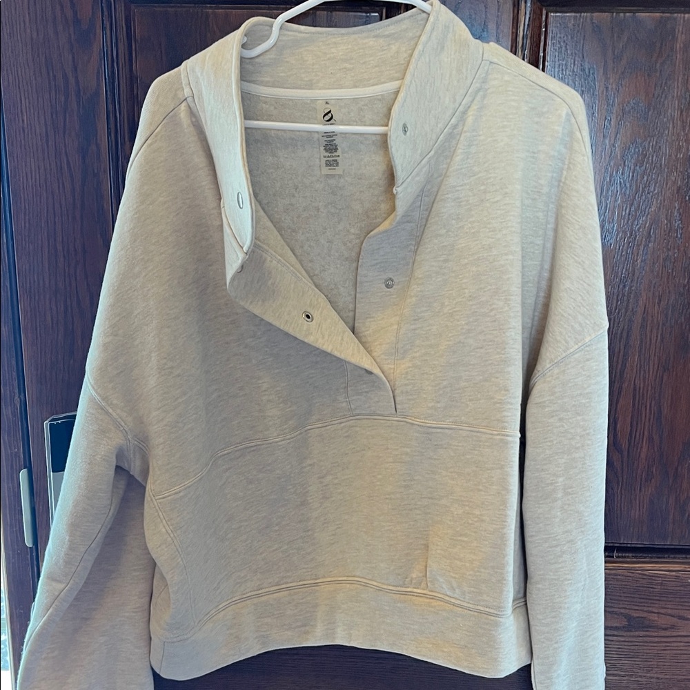 Lou & Grey Heather Oatmeal Snap-Front Pullover Hoodie